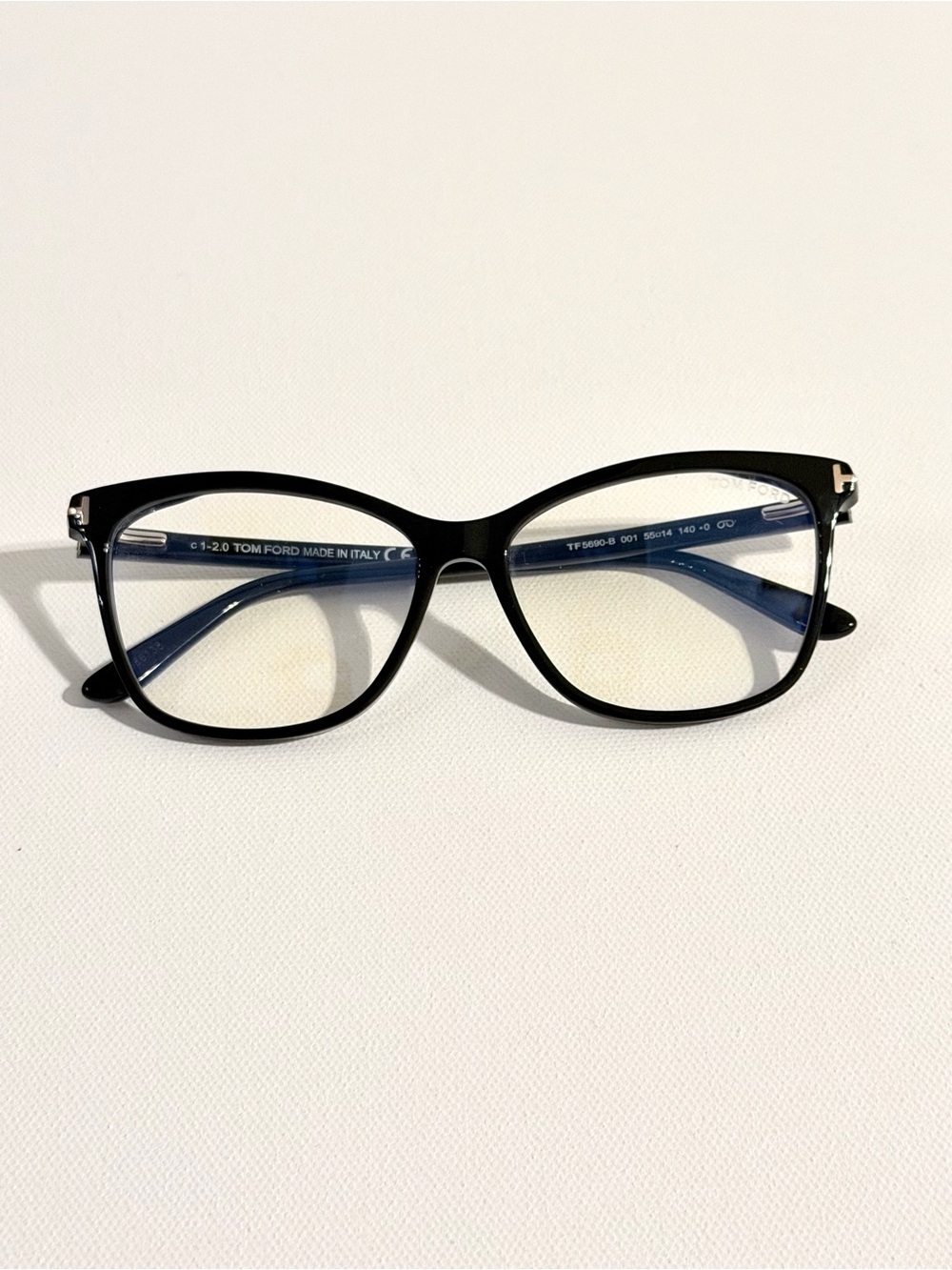Tom Ford Black Women's Rectangular Eyeglass Frames with Subtle Gold Detail